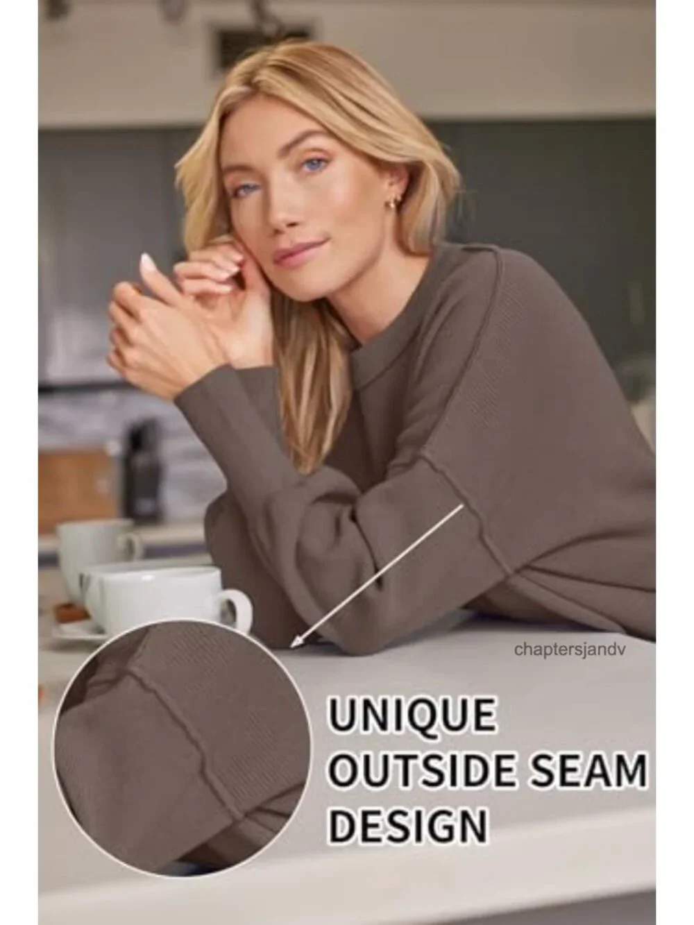 Oversized Crewneck Pullover Sweater Tunic Top for Women